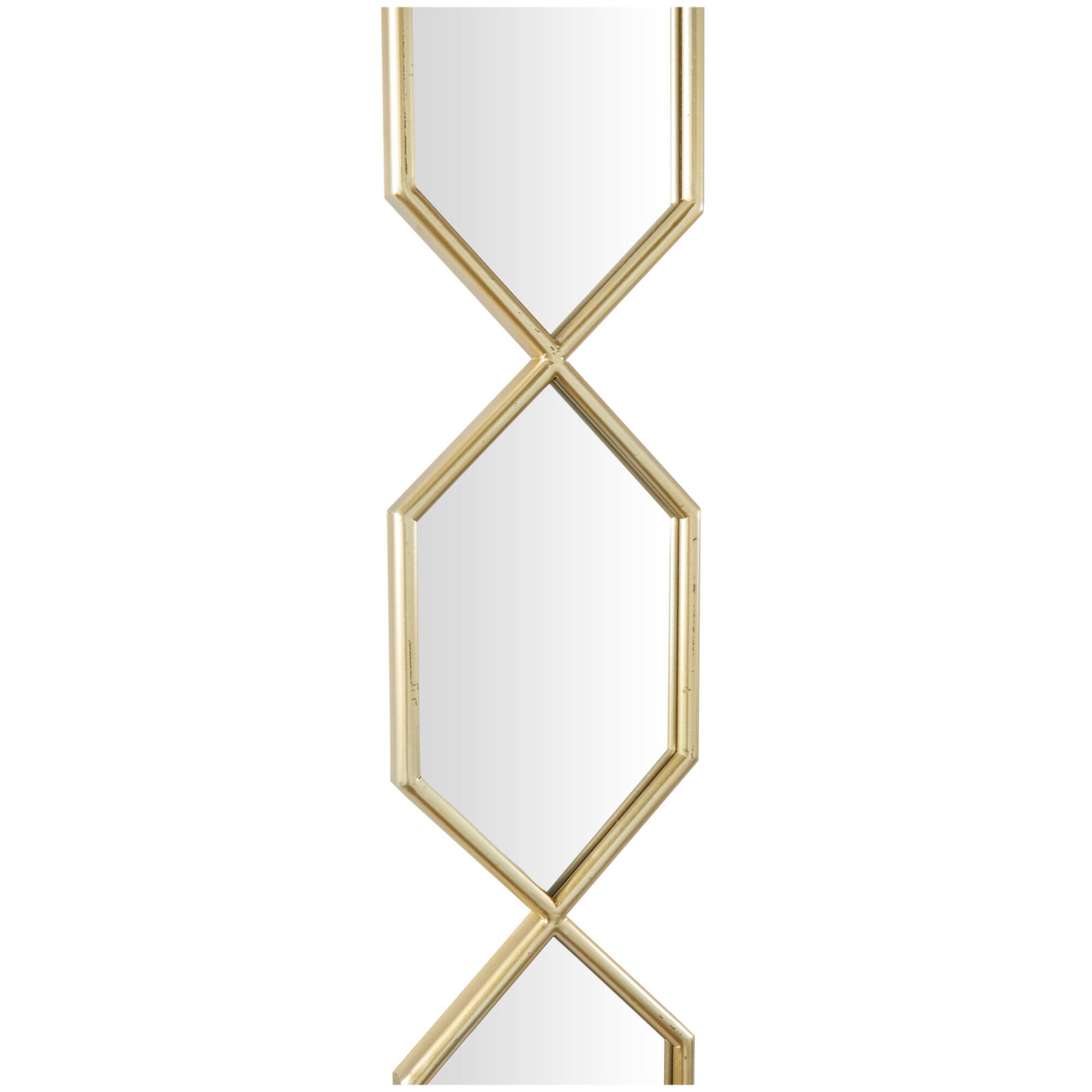 Gold Metal Slim Stacked Chain 5 Layer Wall Mirror with Trellis Pattern 7" x 1" x 59"